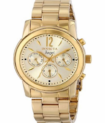 Invicta 12551 Womens Angel Gold Plated Stainless Steel Champagne Dial Swiss Watch