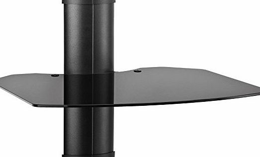 Invision Single Tempered Glass Wall Mounted Floating Component Shelf - For use with Freeview Set Top Boxes DVD Blu Ray Players amp; TV Wall Brackets **Please Check Shelf Dimensions Before Purchase**