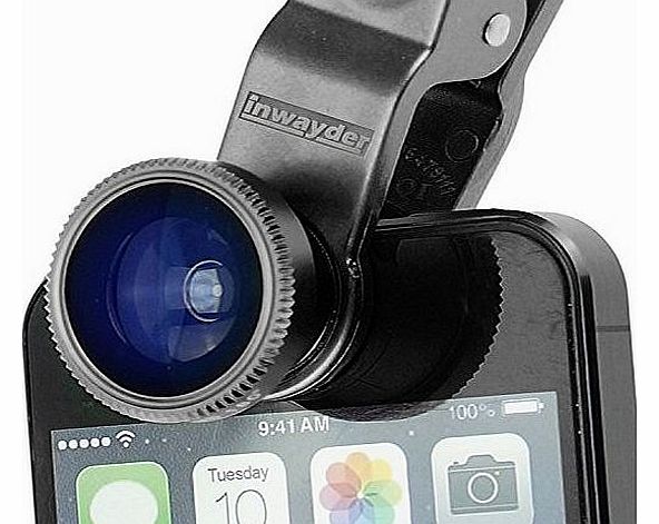 inwayder 3 in 1 Clip Camera Lens Kit 180 Degree Fisheye Lens Super Wide Lens and Macro Lens for iPhone 5 / 5S /iPad Mini/Samsung Galaxy S4/Galaxy Note 2