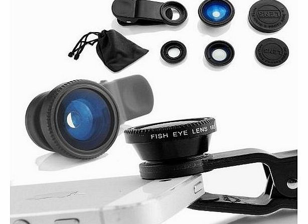 3in1 Fish Eye + Wide Angle + Macro Lenses kit for iPhone 4S 5 5S 5C