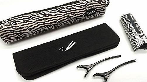 ION Originals Zebra Print Hair Straighteners Styler amp; Store Set fits Cloud 9, SHE amp; GHD inc Bag, Guard, Mat amp; Clips