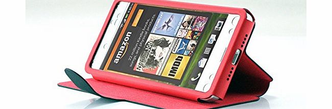 Ionic Designer CONTOUR Leather Case for Amazon Fire Phone 2014 Smartphone (ATamp;T, T-Mobile, Sprint, Verizon) (Black/Red)