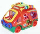 Brain bus - colour shapes and counting pull along learning toy