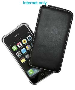 iphone 3G Black Leather Swivel Case