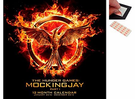 iPosters Bundle - 2 Items - The Hunger Games Mockingjay Part 1 Official 2015 Calendar - 30 x 30cm (12 x 12 Inches) and a Set of 4 Repositionable Adhesive Pads