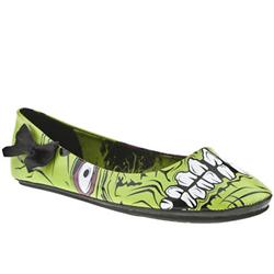 Iron Fist Female Zombie Stomper Flat Manmade Upper in Black and Green