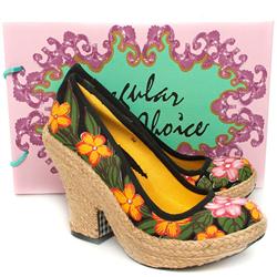 Irregular Choice Female Blythe Fabric Upper Evening in Black and Green