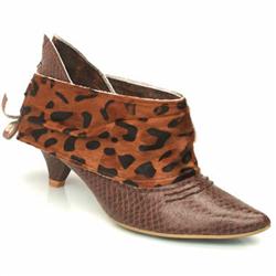 Female Boy Animal Collar Ankle Leather Upper in Beige and Brown
