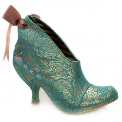 Irregular Choice Female Can Can Ribbon Tie Bootie Nubuck Upper Alternative in Turquoise