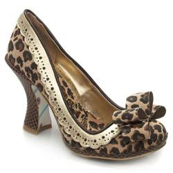 Female Edna Leopard Court Leather Upper Evening in Beige and Brown