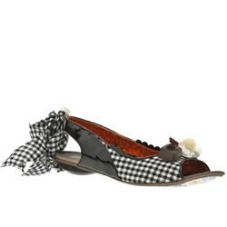Female Irregular Choice Check Mate Fabric Upper in Black and White