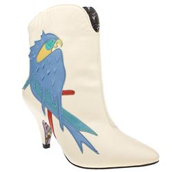 Irregular Choice Female Parrot Talk Ankle Boot Leather Upper in Stone