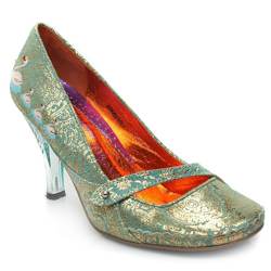Female Perspex Paisley Court Suede Upper Evening in Turquoise