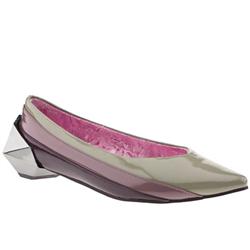 Irregular Choice Female Simps Stripes Point Court Patent Upper in Grey