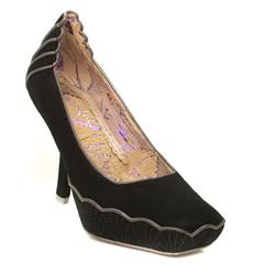 Female Vintage Heel Suede Upper Evening in Black, Dark Brown