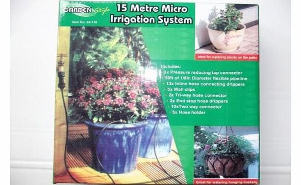15M Micro Irrigation Kit Drip Watering System Greenhouse Plants Hydroponics - New