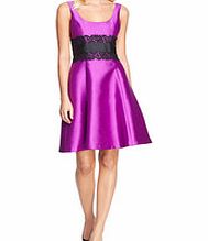 Isaac Mizrahi Purple lace trim fit and flare dress