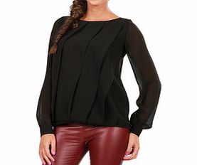 Isabel Queen Black pleat front blouse