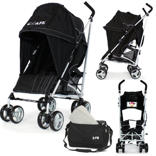 Baby Stroller iSafe Media Viewing Buggy Pushchair - Black Complete With Changing Bag + Raincover