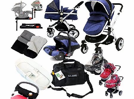 iSafe i-Safe Complete Trio Travel System Pram amp; Luxury Stroller - Navy Complete With Carseat   iSOFIX 