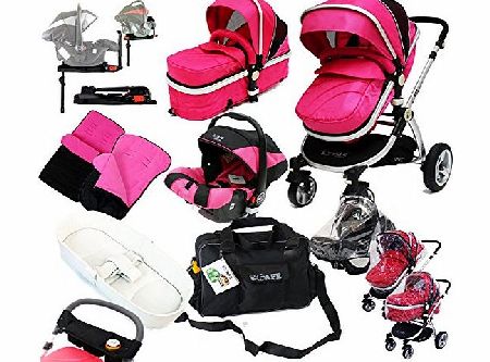 iSafe i-Safe Complete Trio Travel System Pram amp; Luxury Stroller - Pink Complete With Carseat   iSOFIX 