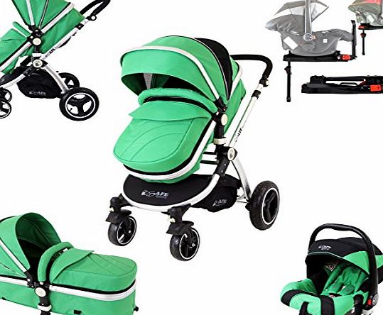 iSafe i-Safe System   iSOFIX Base   Car Seat - Leaf (Green) Travel System Pram amp; Luxury Stroller 3 in 1