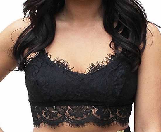 ISASSY Women Ladies Eyelash Lace Floral Strappy V Neck Party Bralet Bra Crop Top Bustiers Corsets Bud silk condole belt ves Black White Yellow