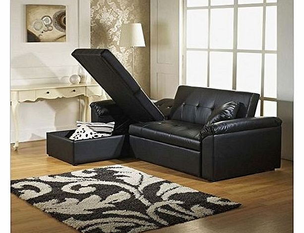 Crystal Corner Sofa Ottoman Storage Chaise After Couch Deluxe Black