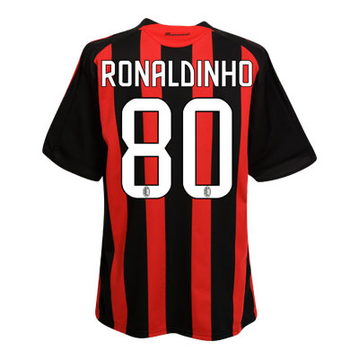 Italian teams Adidas 08-09 AC Milan home (Ronaldinho 80)