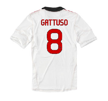 Italian teams Adidas 2010-11 AC Milan Away Shirt (Gattuso 8)