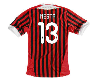 Italian teams Adidas 2011-12 AC Milan Home Shirt (Nesta 13)