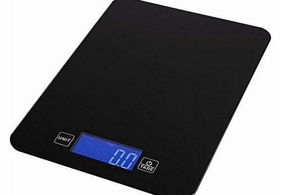 Lightweight Digital Kitchen Scale w/All-Glass Weighing Surface - Ounce, Milliliter & Gram Weight Units - Features 11 Pounds Capacity & One-Button Tare Setting