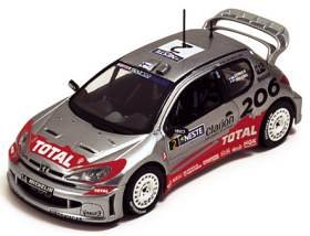 Peugeot 206 WRC 2002 (1:43 scale in Silver with graphics)
