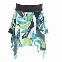 Green silk printed short beach skirt