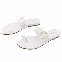 White leather toe ring sandals
