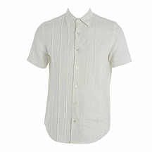 White pleated linen shirt