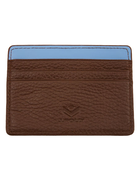 J Fold Brown/Sky Blue Flat Card Holder