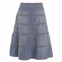 Blue denim tiered skirt