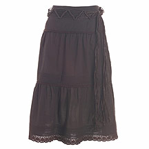Chocolate long tiered skirt