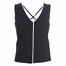 Black cross over sleeveless knitted top