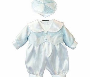 Jaan Collections Baby Boys White Blue Christening Wedding Romper Outfit Suit (6-9months)