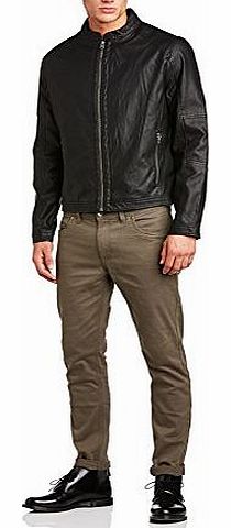 Jack and Jones Mens Form Imitation Leather Jacket, Black, Large