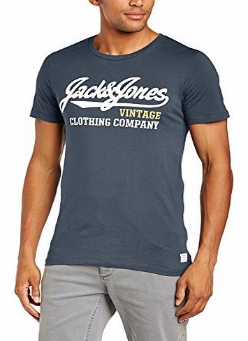 Jack and Jones Mens JJ Clothing Co Crew Neck Short Sleeve T-Shirt, Pirate Black, Medium