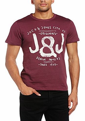 Jack and Jones Mens Stone Crew Neck Short Sleeve T-Shirt, Purple (Fig), Large