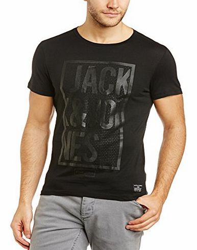 Jack and Jones Mens Street Crew Neck Short Sleeve T-Shirt, Black, Medium