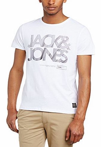 Jack and Jones Mens Stroke Crew Neck Short Sleeve T-Shirt, White, Medium