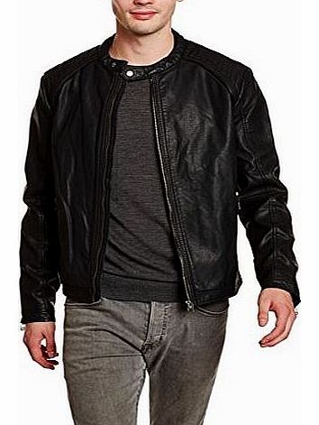 Mens NELSON JKT. ORG AUT 14 Leather Long Sleeve Jacket Jacket, Black (Black/Slim Fitting), Medium