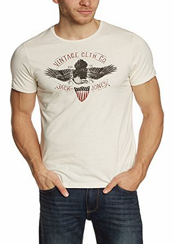  Mens Jjvcger Eagle Ss Tee Crew Neck Short Sleeve T-Shirt, Off-White (Whisper White), Small
