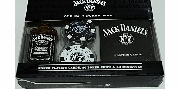 Jack Daniel 5Cl(50ml) Poker Set, the old no.7 poker night gift set (Poker playing cards,20poker chips amp; 5cl Miniature)