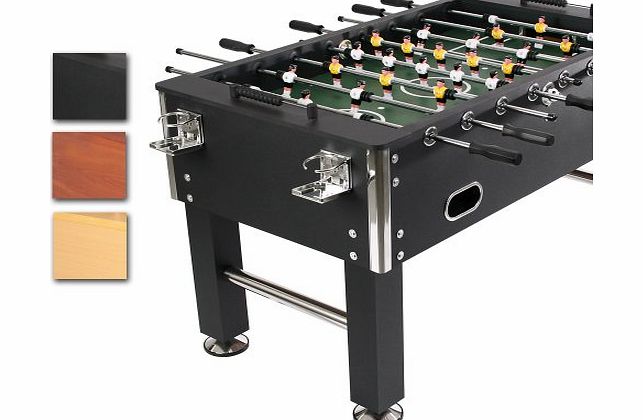 TF08schwarz-F Foosball Soccer Table Football Black ca. 70 kg - 16mm massive steel poles - 4 Beverage holders & Ball-Feed with a chrome finish